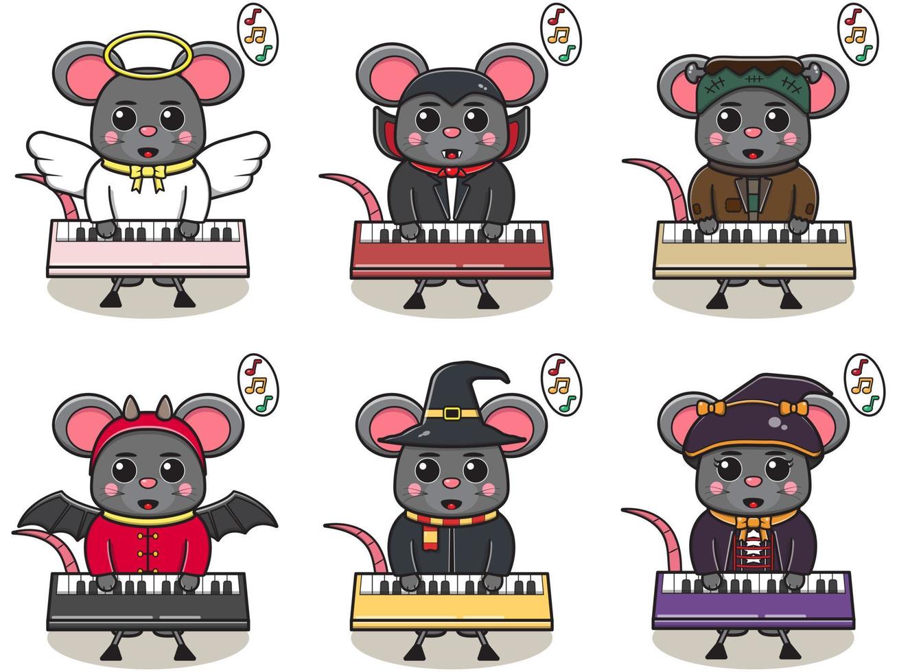mouse music halloween set teclado vector
