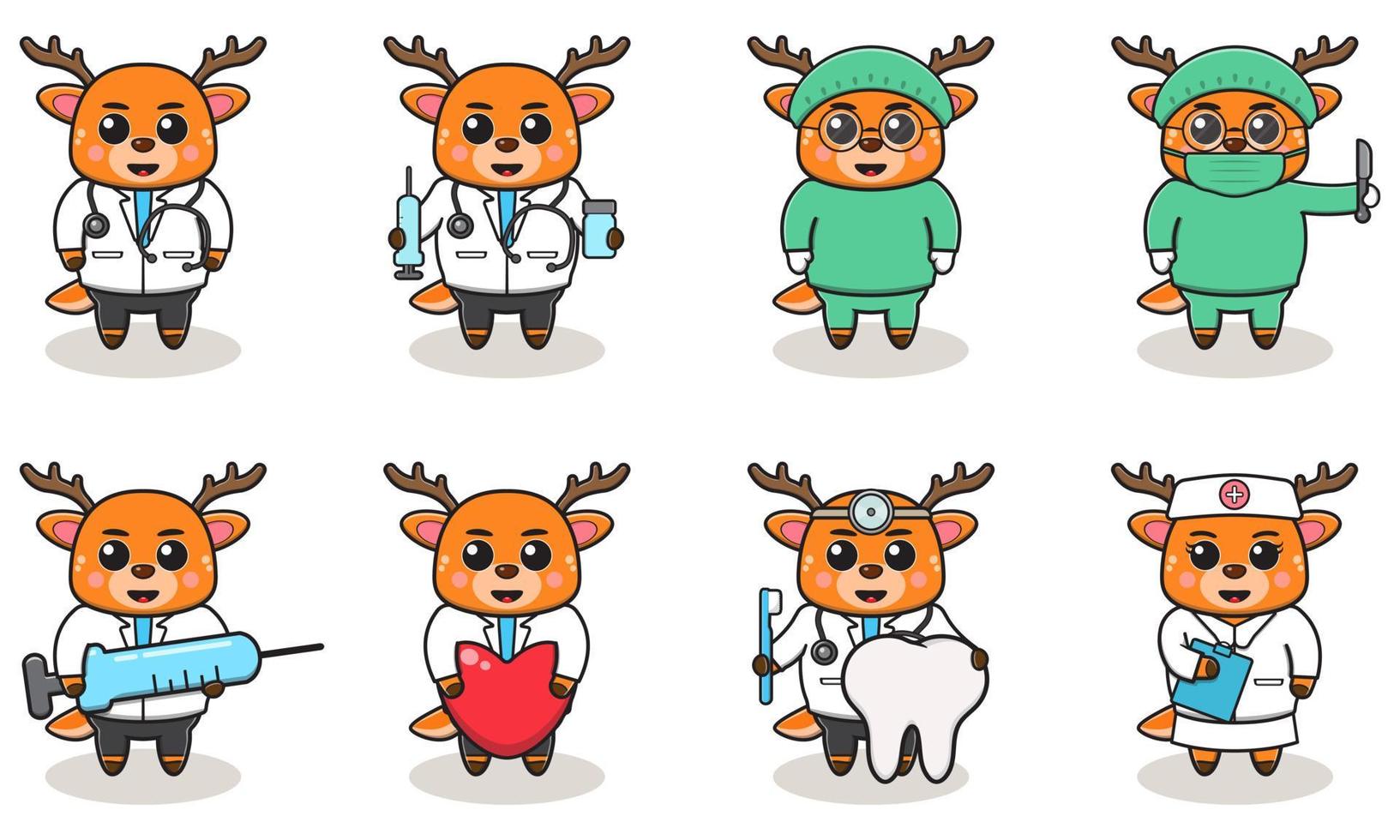 Vector illustration of Cute Character Cartoon of Deer Doctor