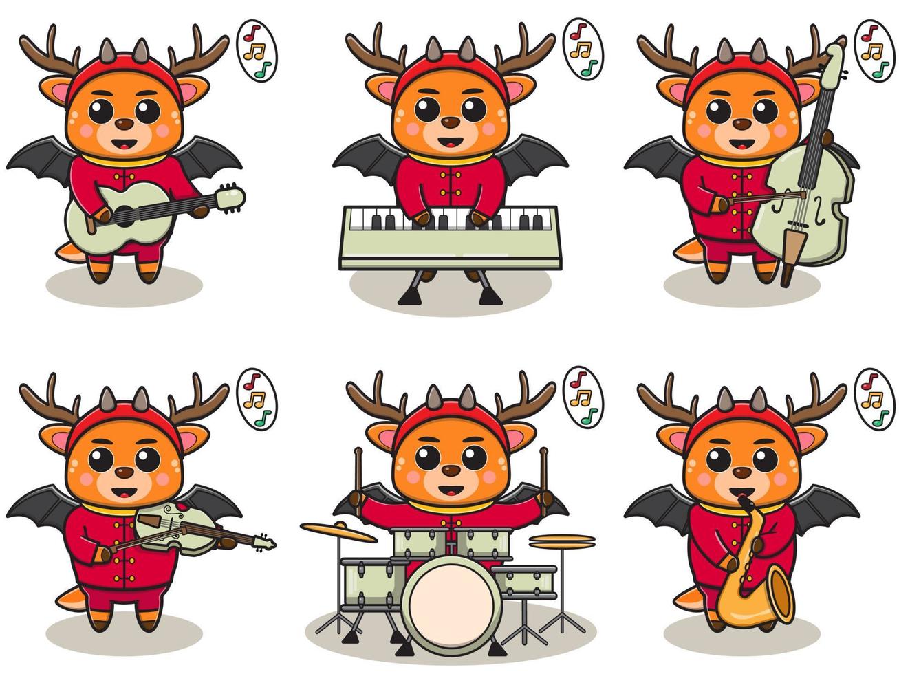 Deer Music Halloween set Devil vector