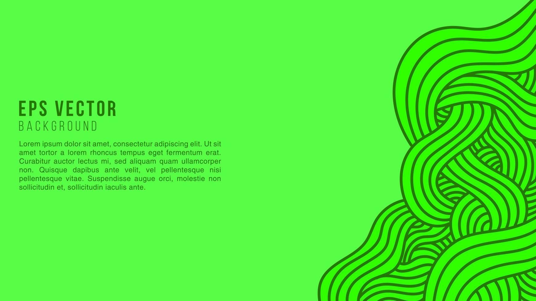 Fondo abstracto de líneas onduladas verdes con estilo de contorno dibujado a mano. Se puede utilizar para carteles, pancartas comerciales, volantes, anuncios, folletos, catálogos, sitios web, sitios web, presentaciones, portadas de libros, folletos. vector