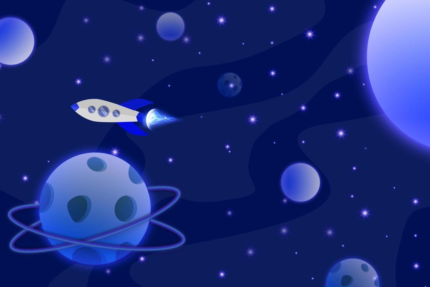 vector de ilustración de fondo de planeta espacial azul oscuro con estrellas y efecto degradado. se puede utilizar para carteles, pancartas comerciales, volantes, anuncios, folletos, catálogos, web, sitios, sitios web, presentaciones