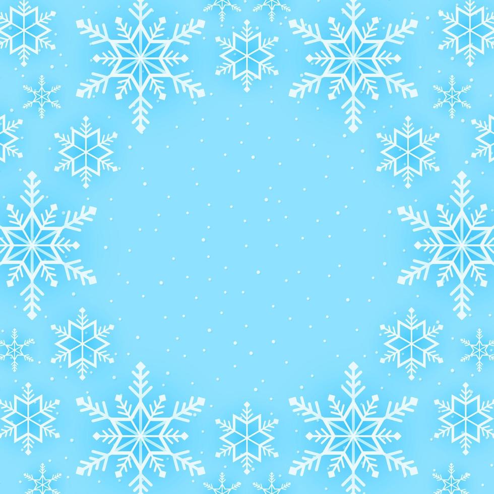 Merry Christmas, snowflakes pattern background, snow falling banner with copy space, paper art style vector