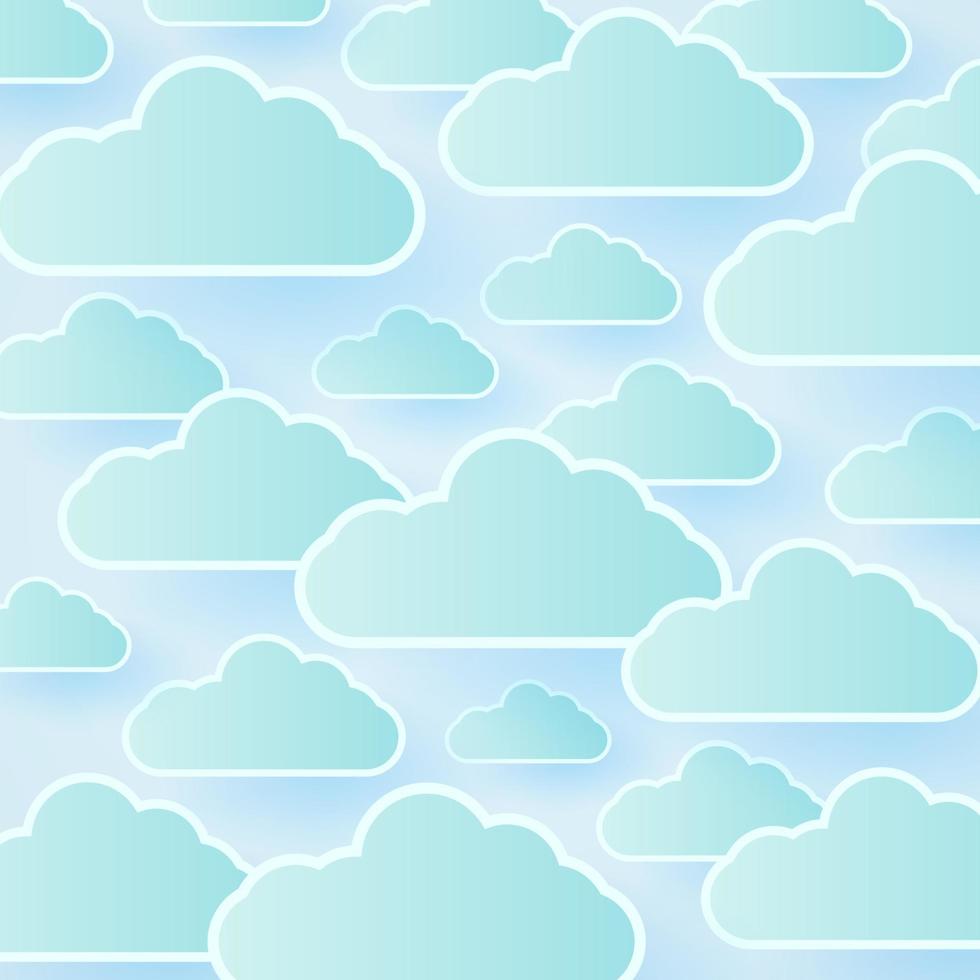 Cloudscape, blue sky with clouds background, paper art style vector