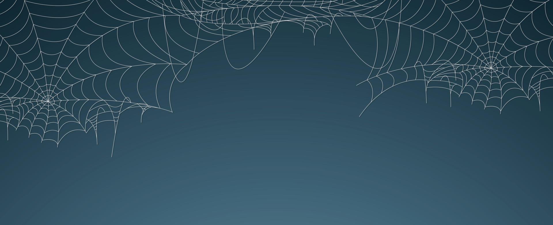 Halloween spider web banner, cobweb background vector