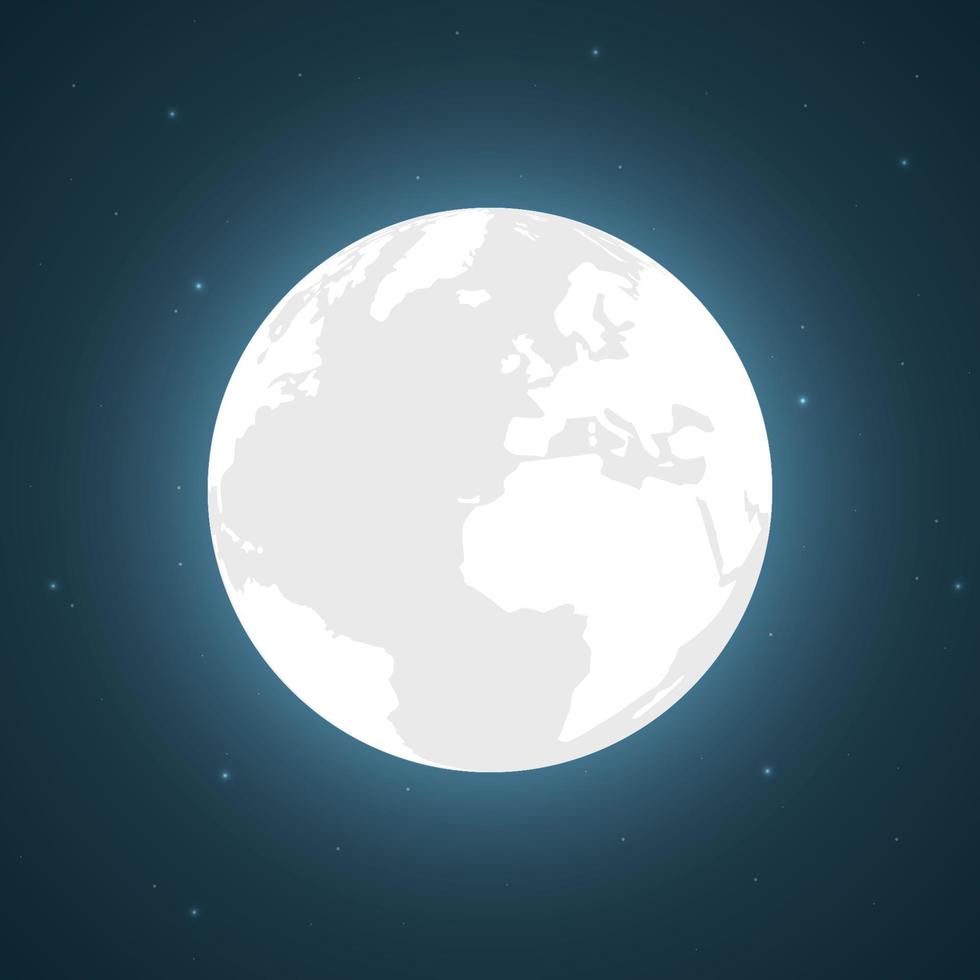 Full moon and bright stars, vector illustration.