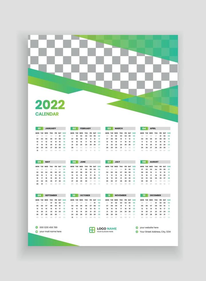 one page wall calendar design 2022 wall calendar design 2022 new year calendar design 2022 week starts on monday template for annual calendar 2022 3528100 vector art at vecteezy