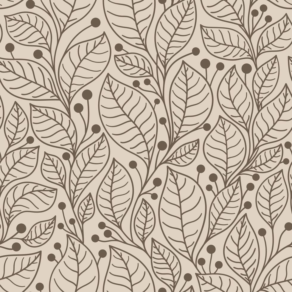 Beige seamless background with laurel tree branches vector