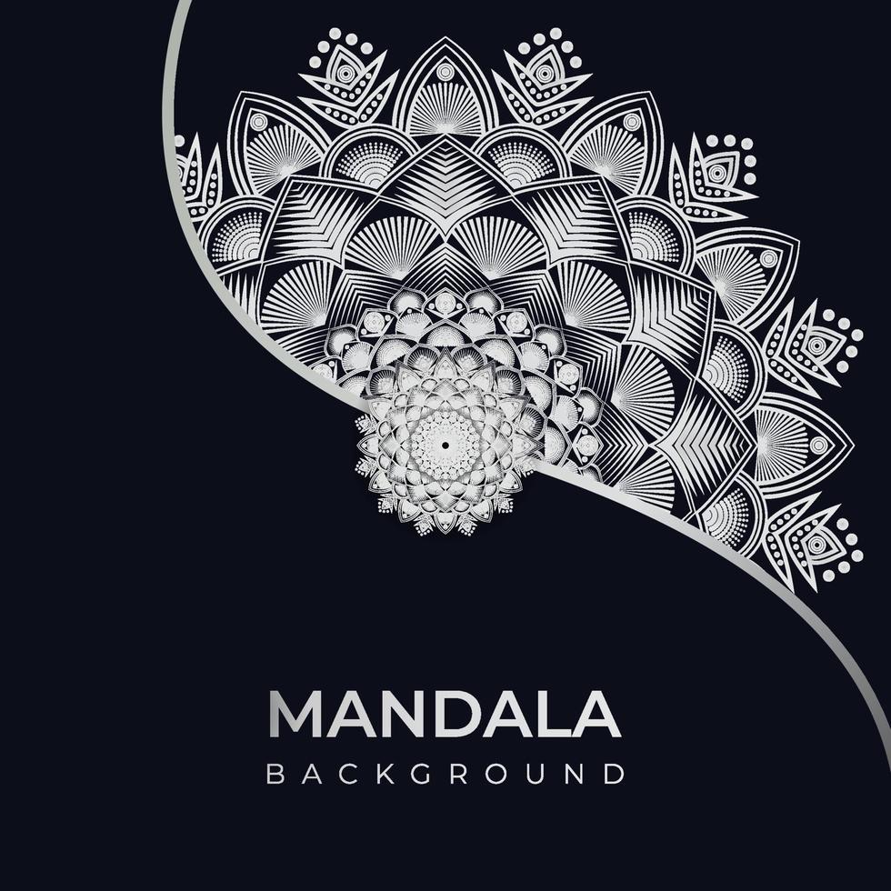 Mandala de lujo con fondo árabe de patrón arabesco plateado. mandala decorativo de estilo ramadán ornamental abstracto vector