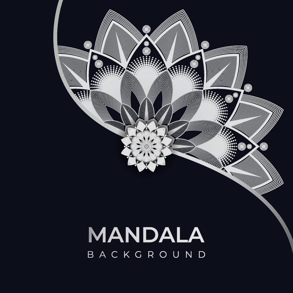 Mandala de lujo creativo con fondo árabe de patrón arabesco plateado. mandala decorativo de estilo ramadán ornamental abstracto, mandala islámico vector