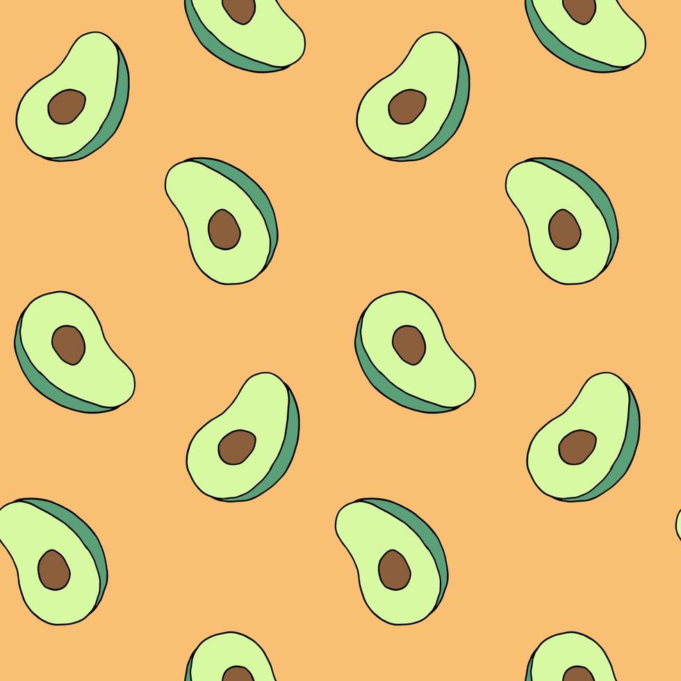 Seamless pattern with avocado fruit. Vegan food, good nutrition, healthy eating. Print for textile, clothes, wrapping paper, invitation, design and decor. Bright, tasty and trendy illustration vector