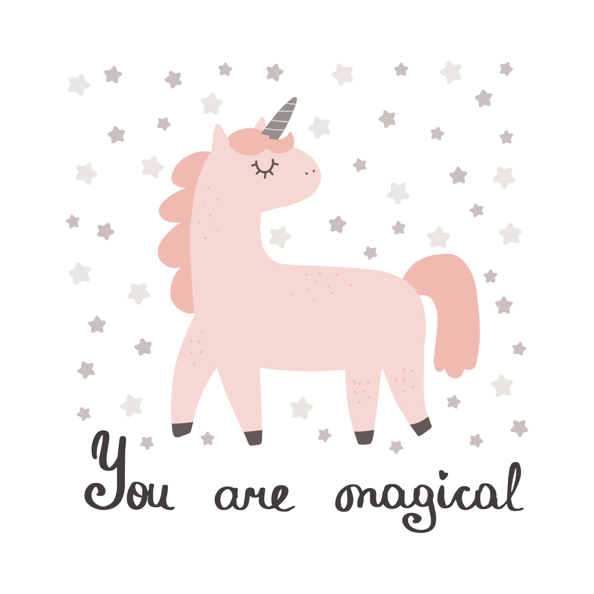 cute unicorn with slogan graphic you are magical funny colorful pony character cartoons vector funny lettering scandinavian hand drawn illustration for print stickers posters design 3528575 vector art at vecteezy