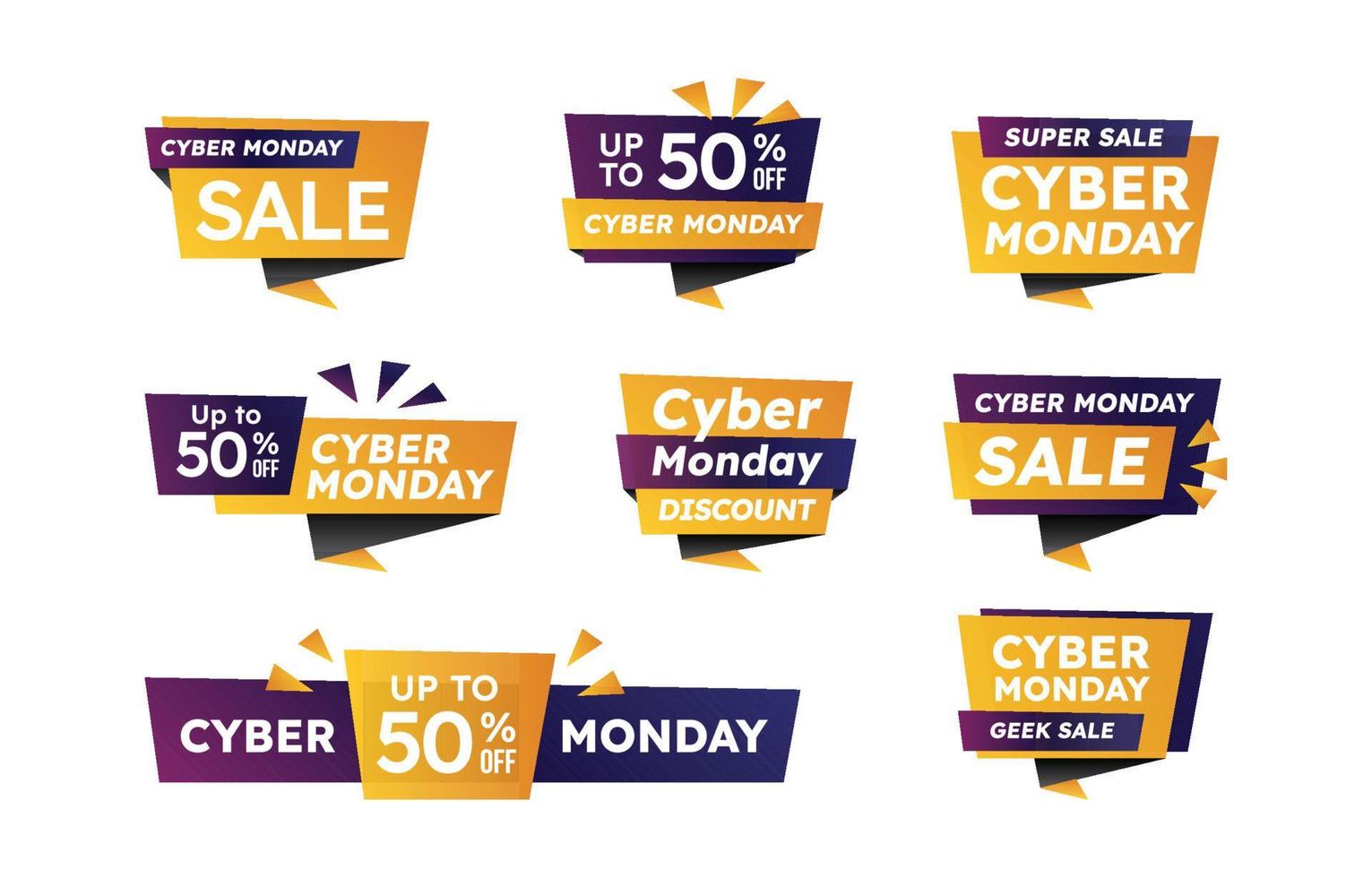 insignias de venta de cyber monday vector