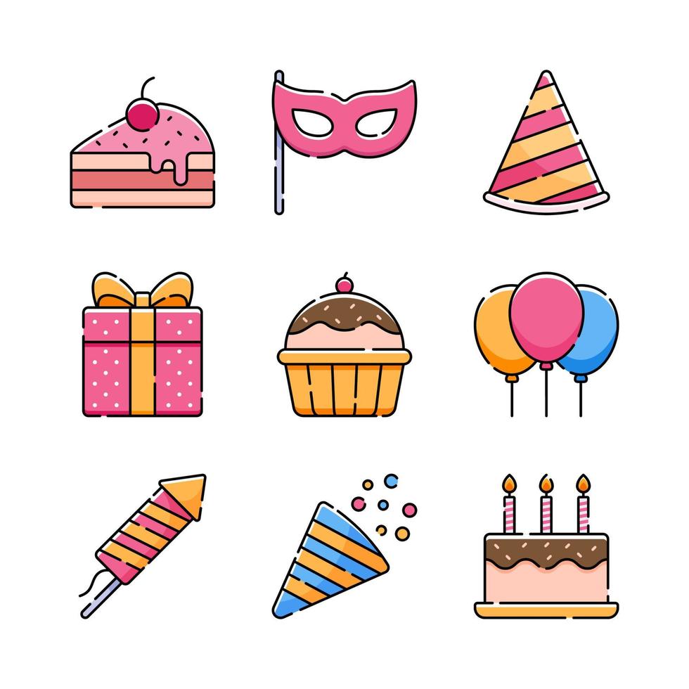 Colorful Party Icon Set Collection vector