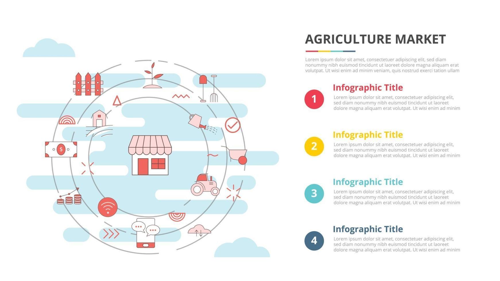 concepto de mercado agrícola para banner de plantilla de infografía vector