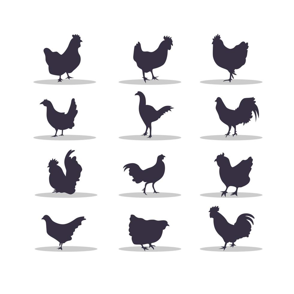 Diseño de ilustración de vector de silueta de pollo