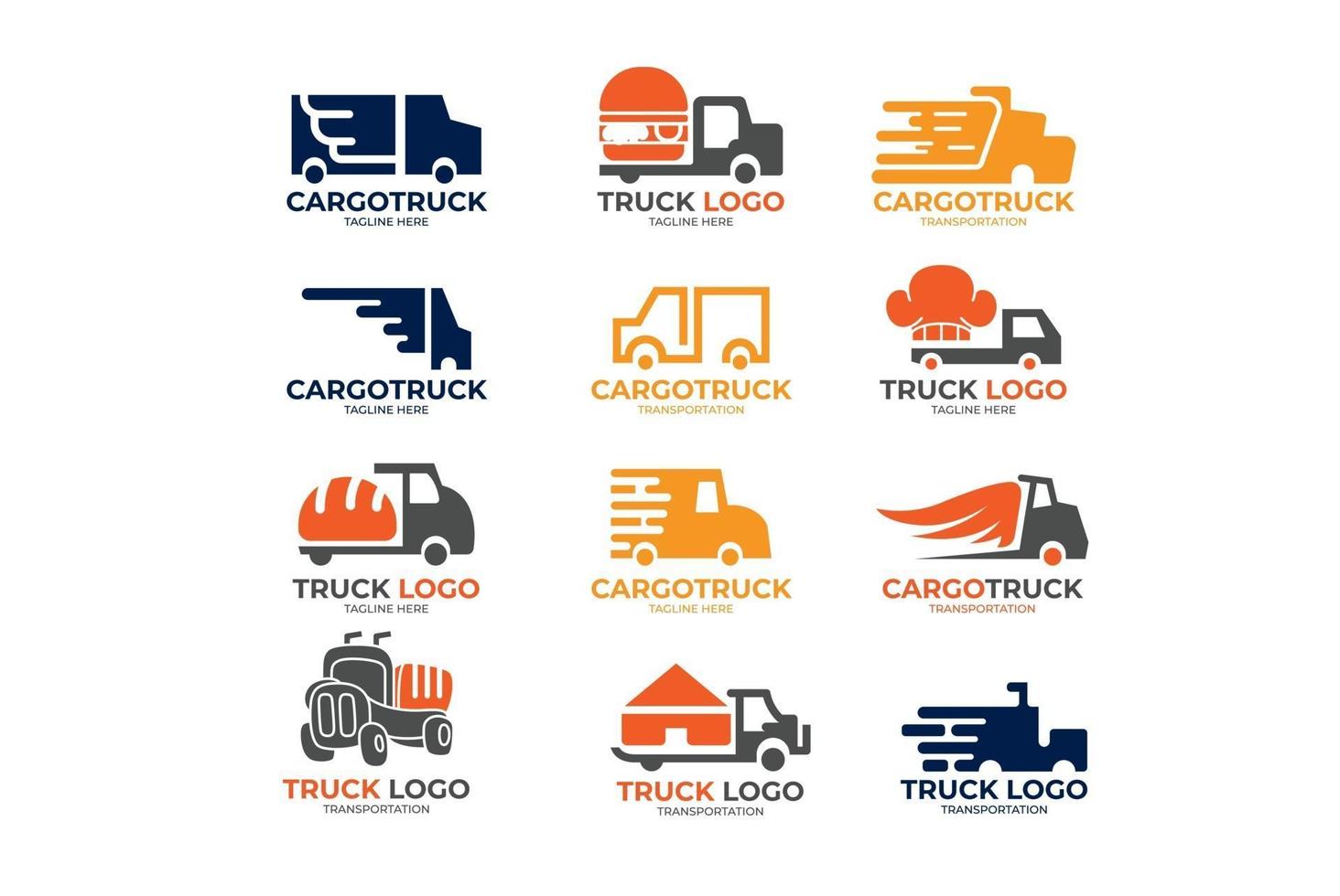 diseño de ilustración de colección de logotipo de camión de carga vector