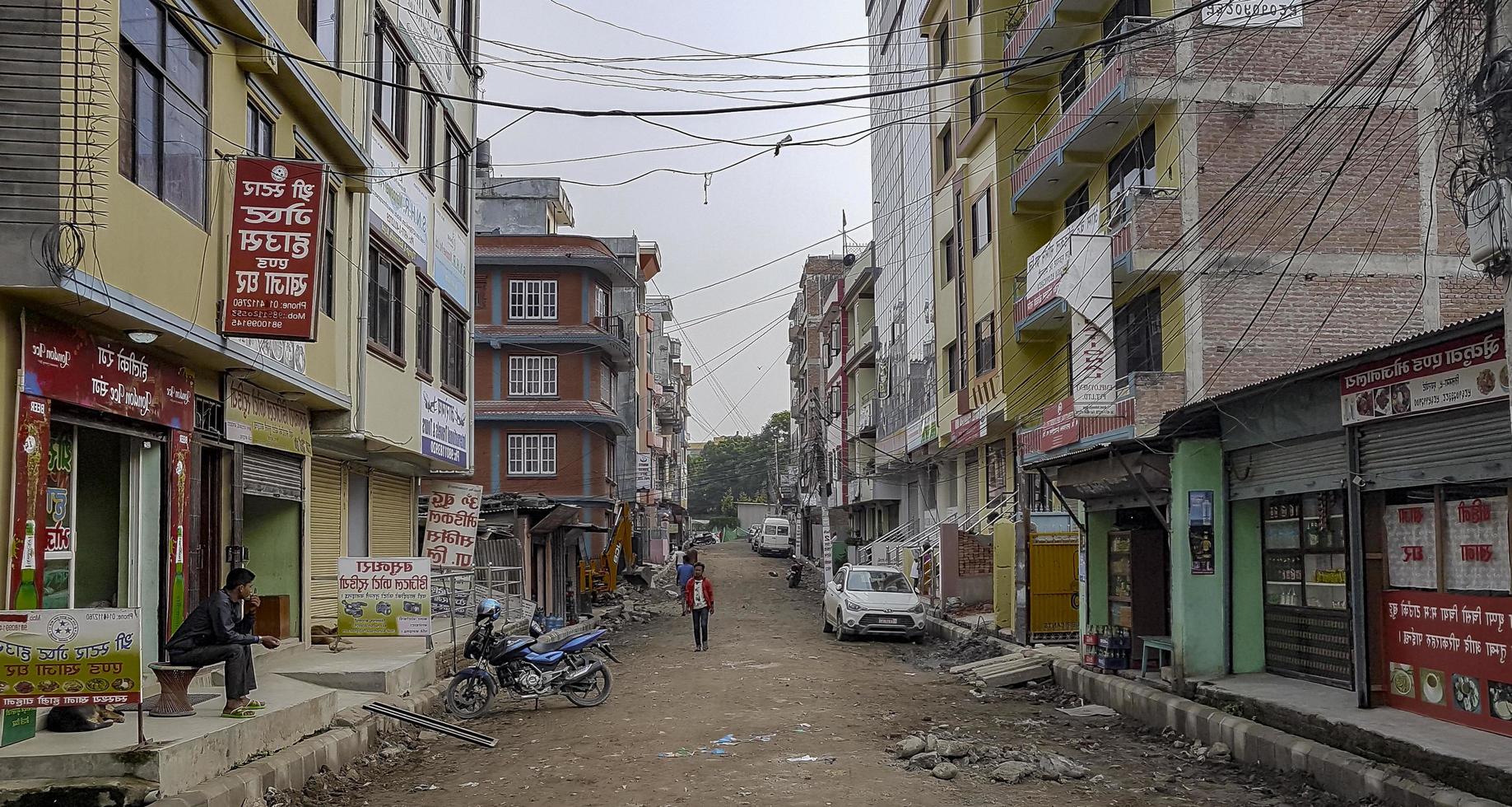 Colorful street area in Sinamangal, Kathmandu, Nepal photo