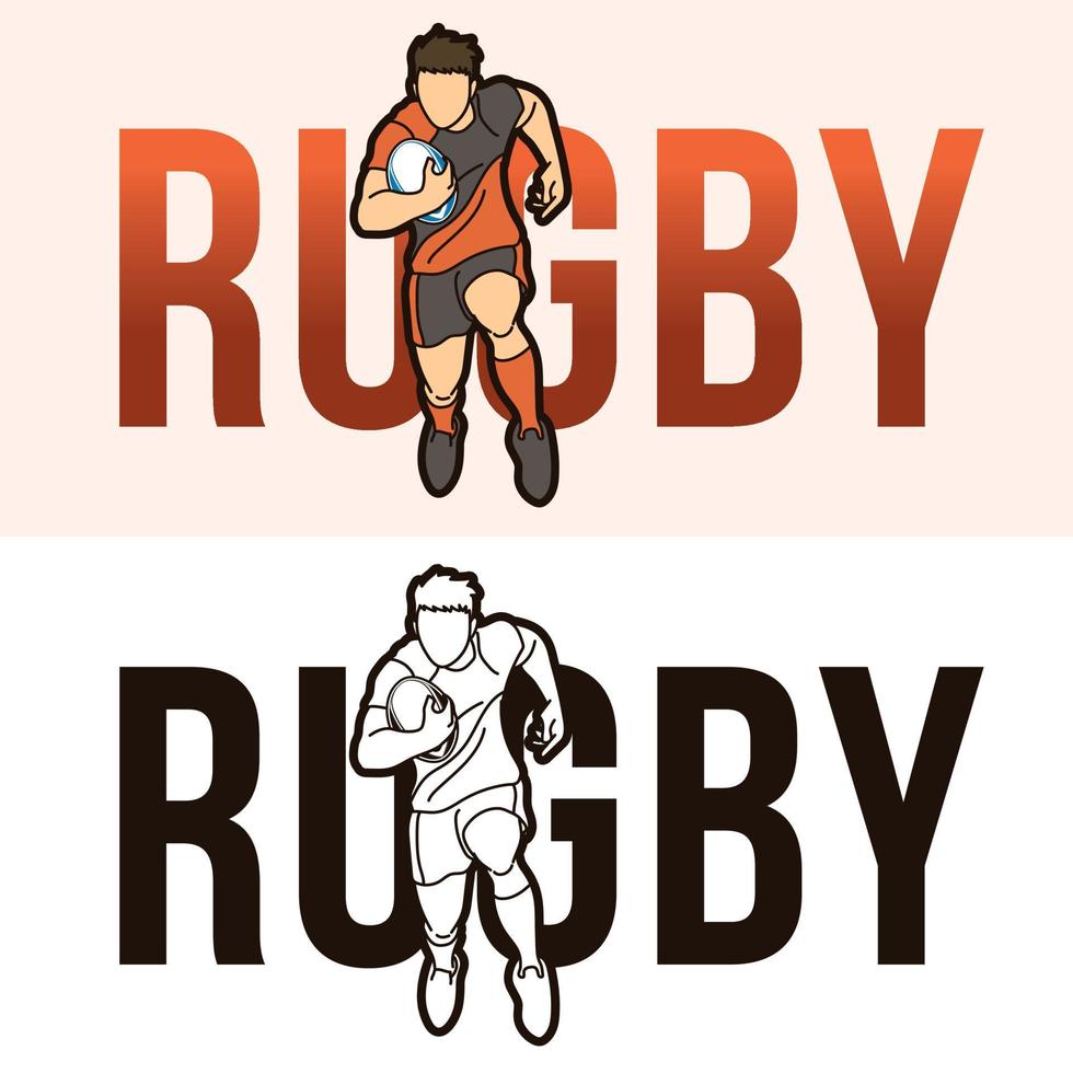 texto de rugby y jugador de deporte. vector