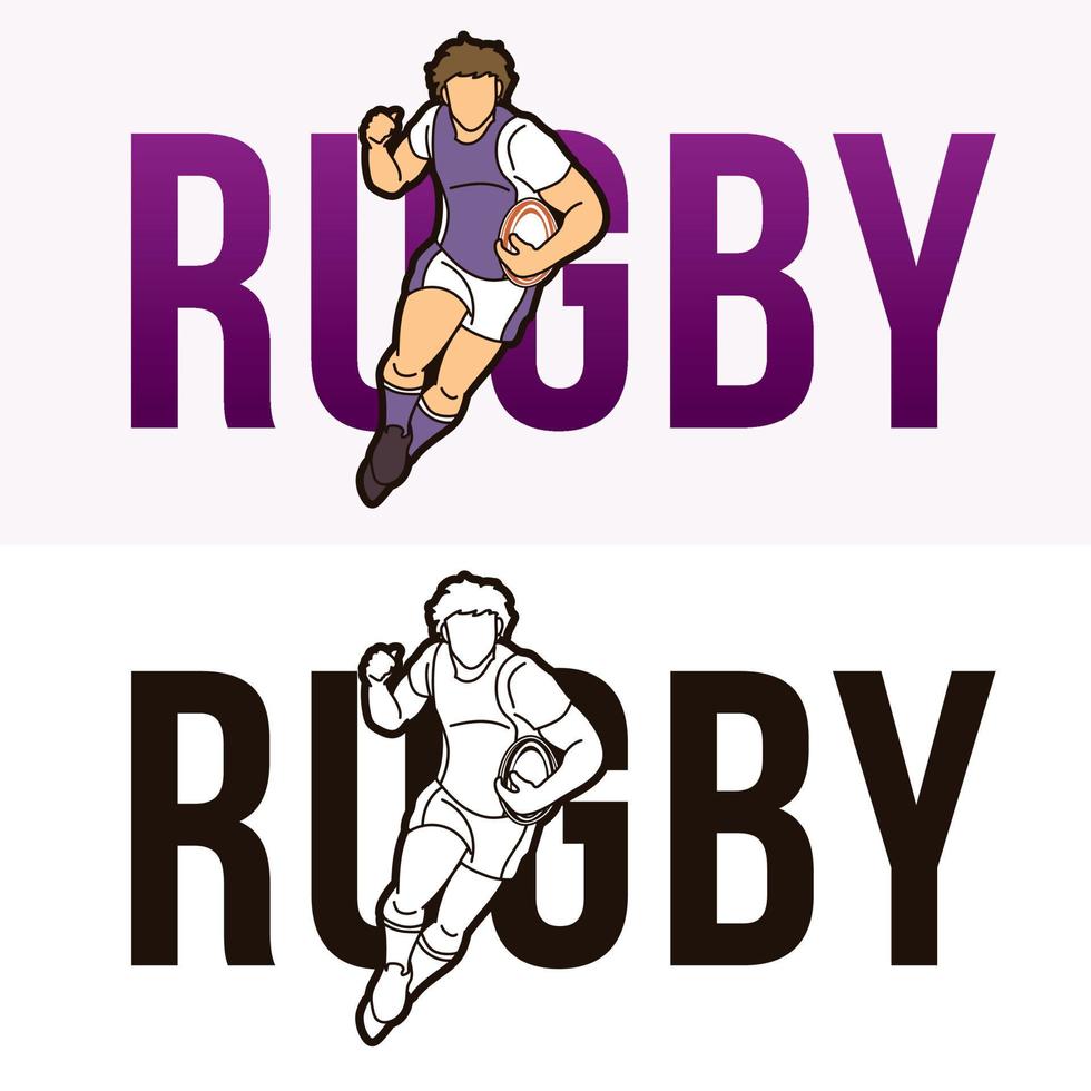 Rugby Text and Sport Player vector