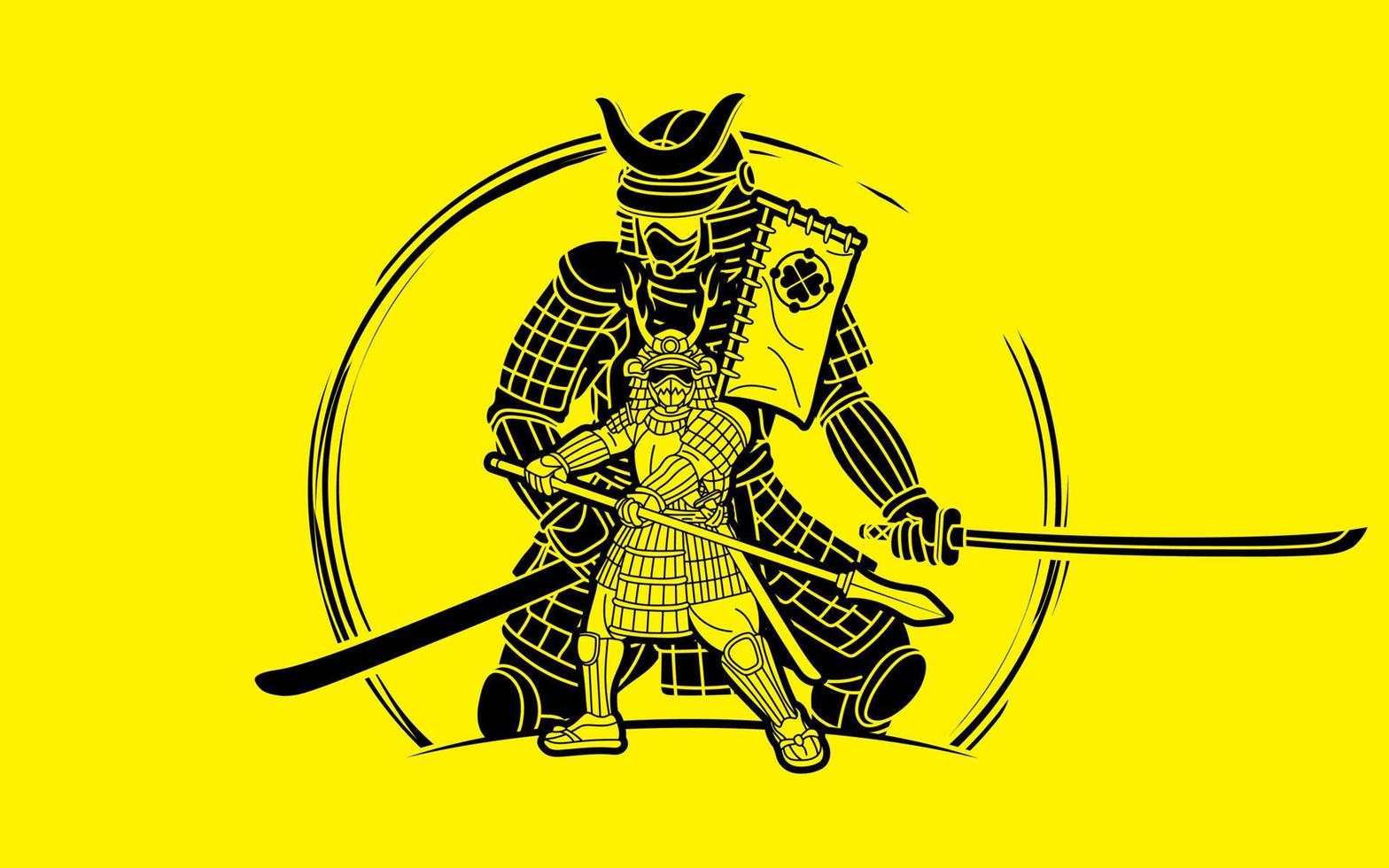 vector gráfico de dibujos animados de guerrero samurai