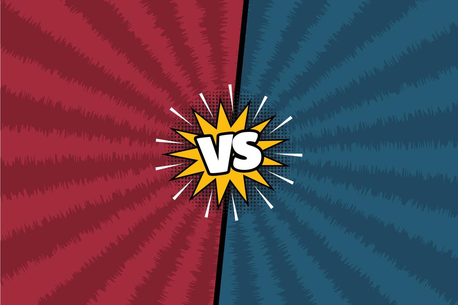 versus vs battle screen background red and blue in comic style vector