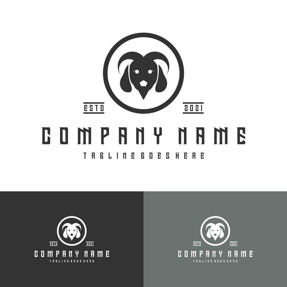 goat head art classic vintage logo circle vector icon illustration design