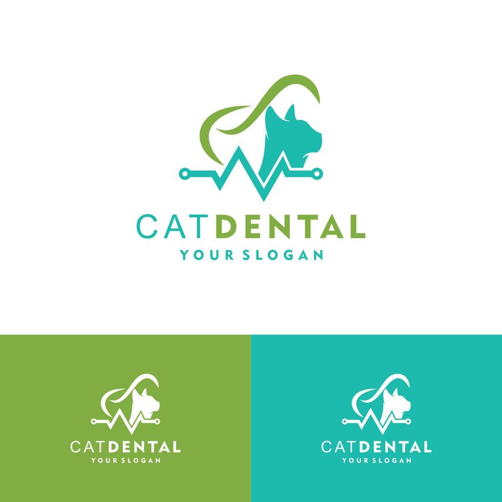 Animal Pet Dental Care with Cat logo vector icon illustration design