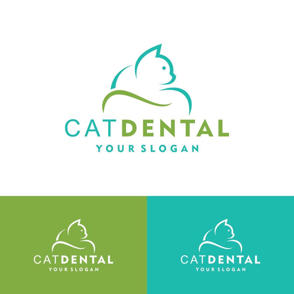 Cuidado dental para mascotas con diseño de ilustración de icono de vector de logotipo de gato