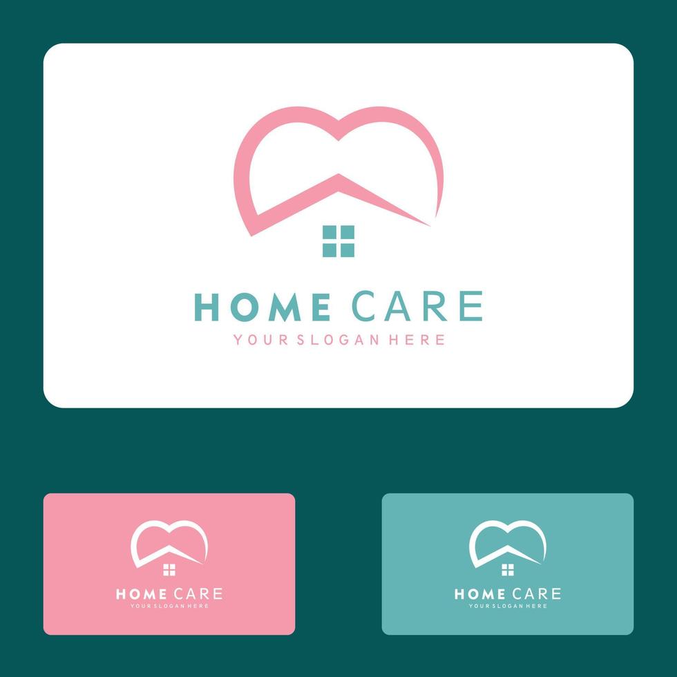 Diseño de ilustración de icono de vector de conjunto de logotipo de cuidado de casa de amor médico