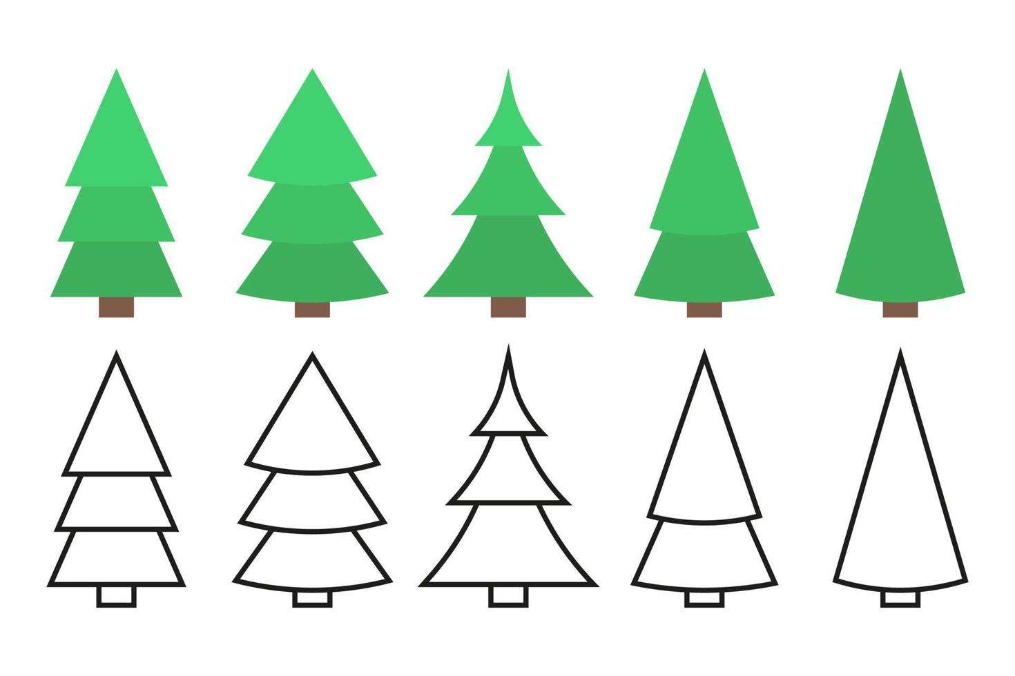 Set of Christmas trees. Vector illustration in flat design