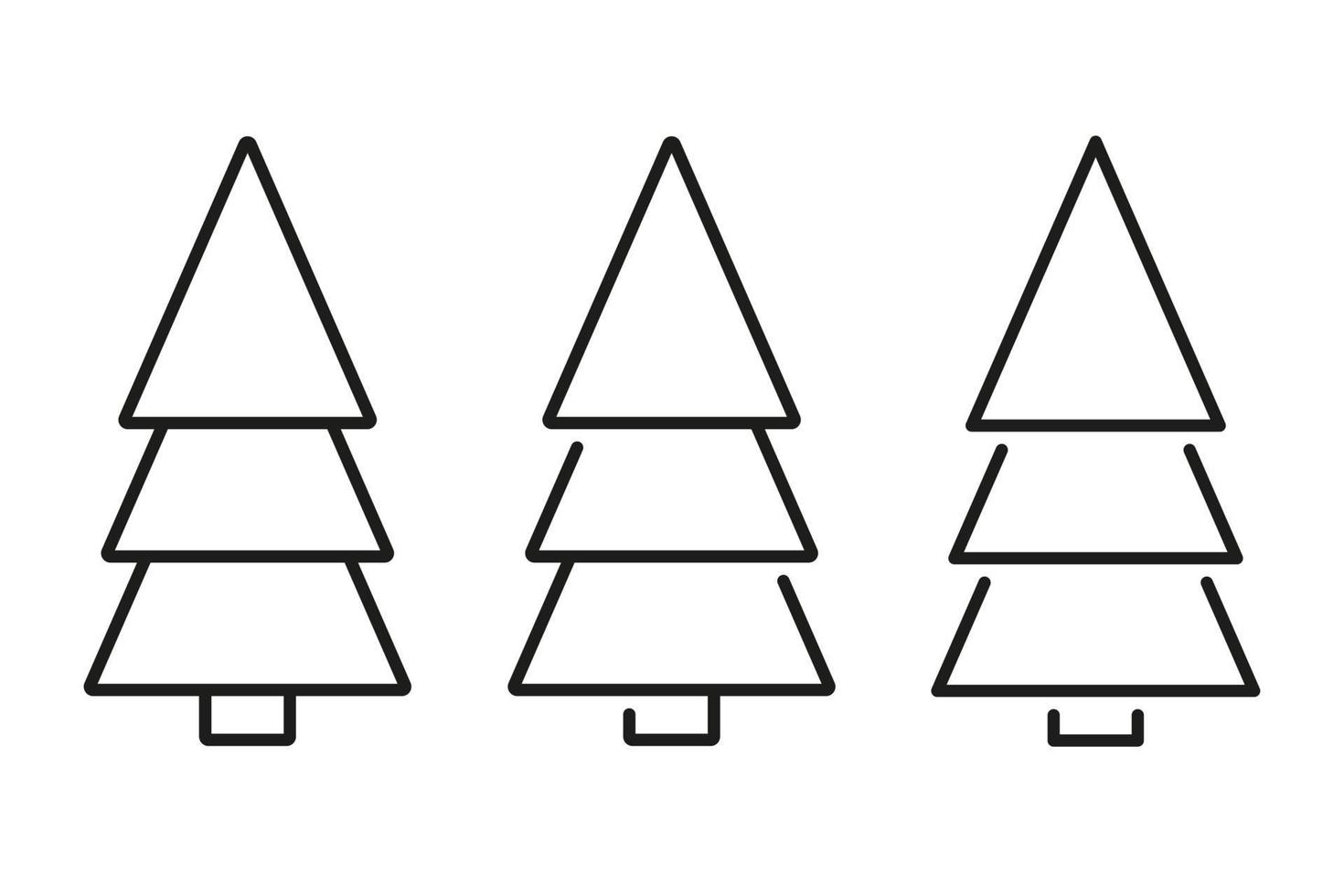 Set of Christmas trees line icons. Vector illustration