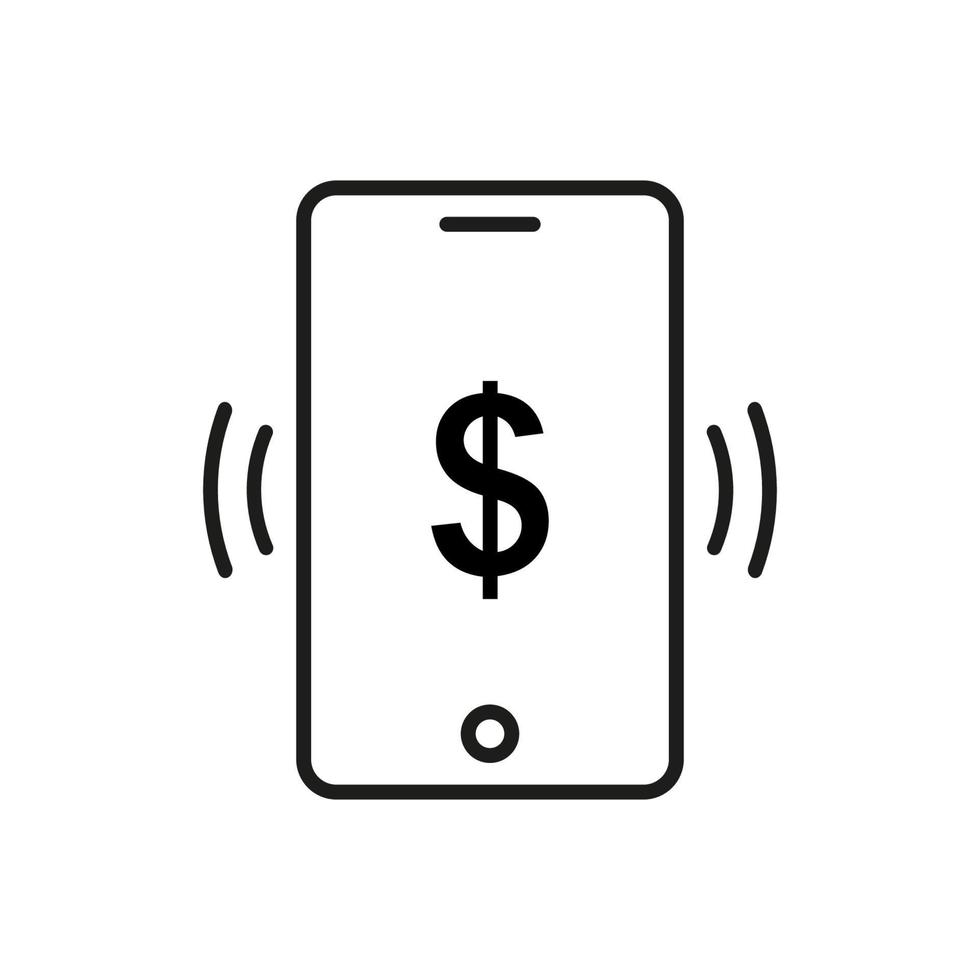 Mobile banking icon line symbol. Vector illustration