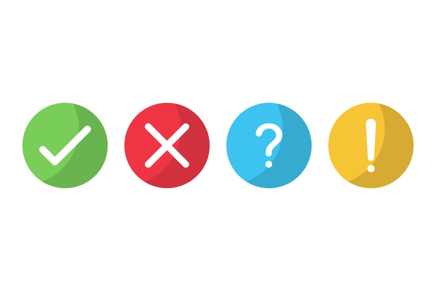 Tick, cross, question mark, exclamation point, vector icons