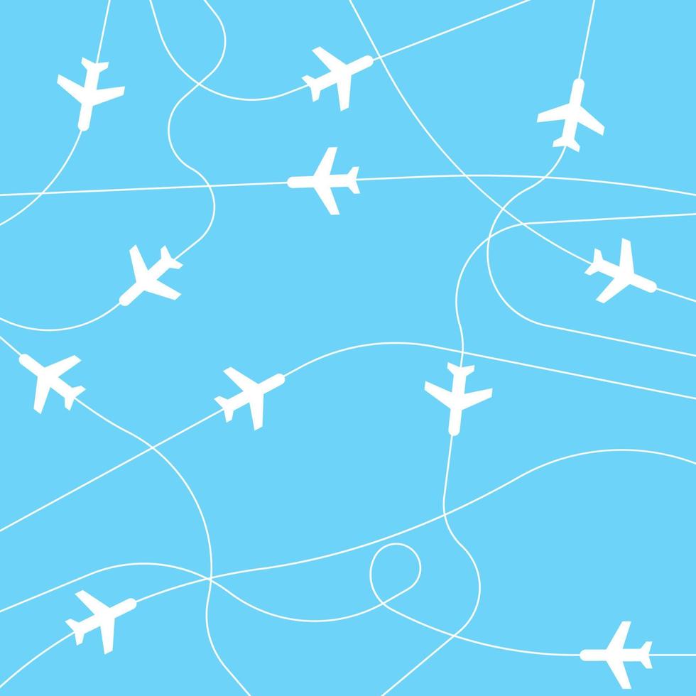 Air traffic. Vector illustration in flat design