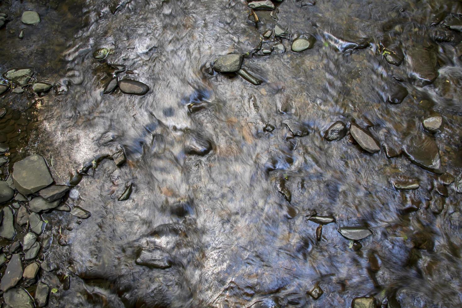 Rushing water flowing over rocks in a stream photo