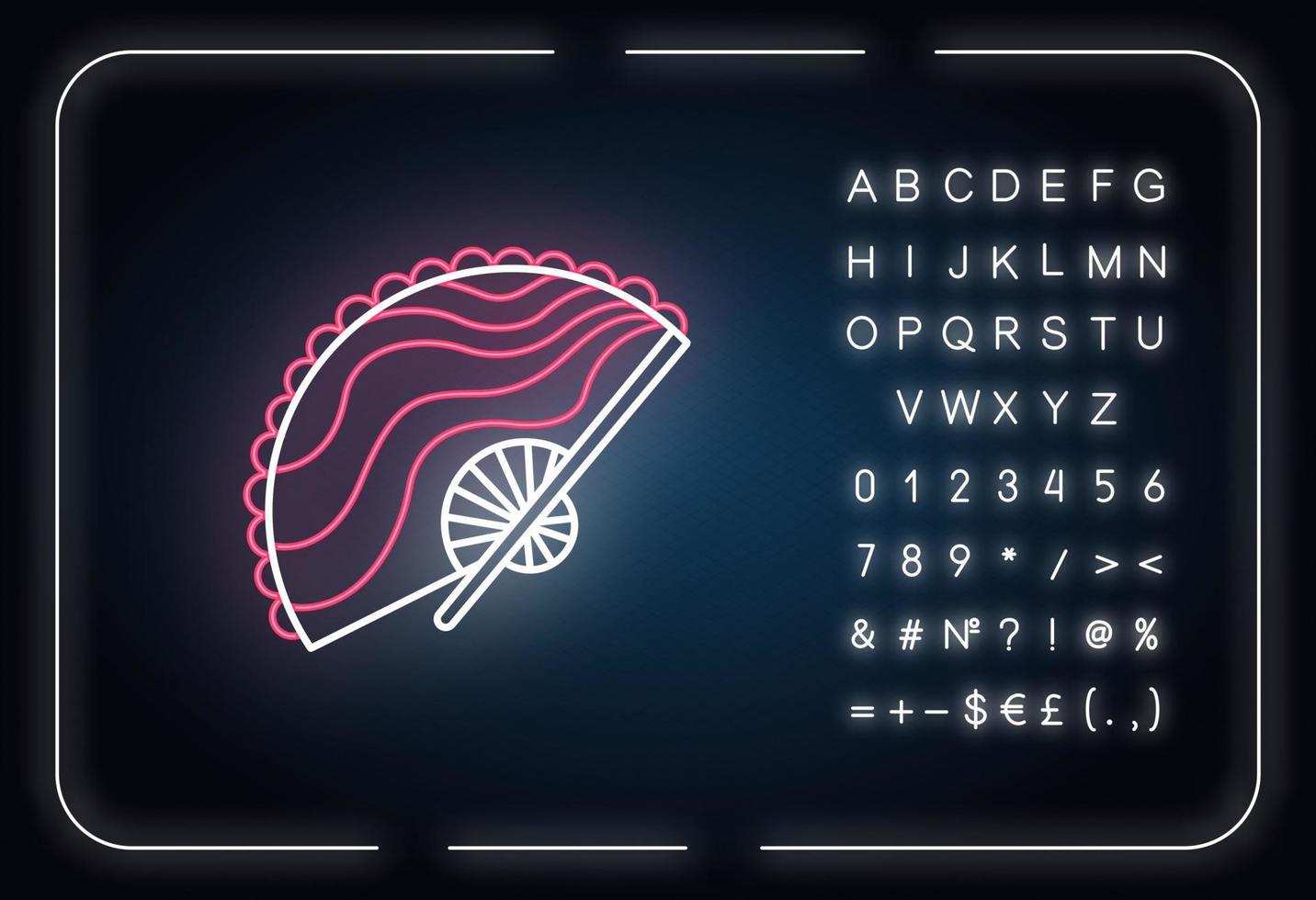 Handheld fan neon light icon vector