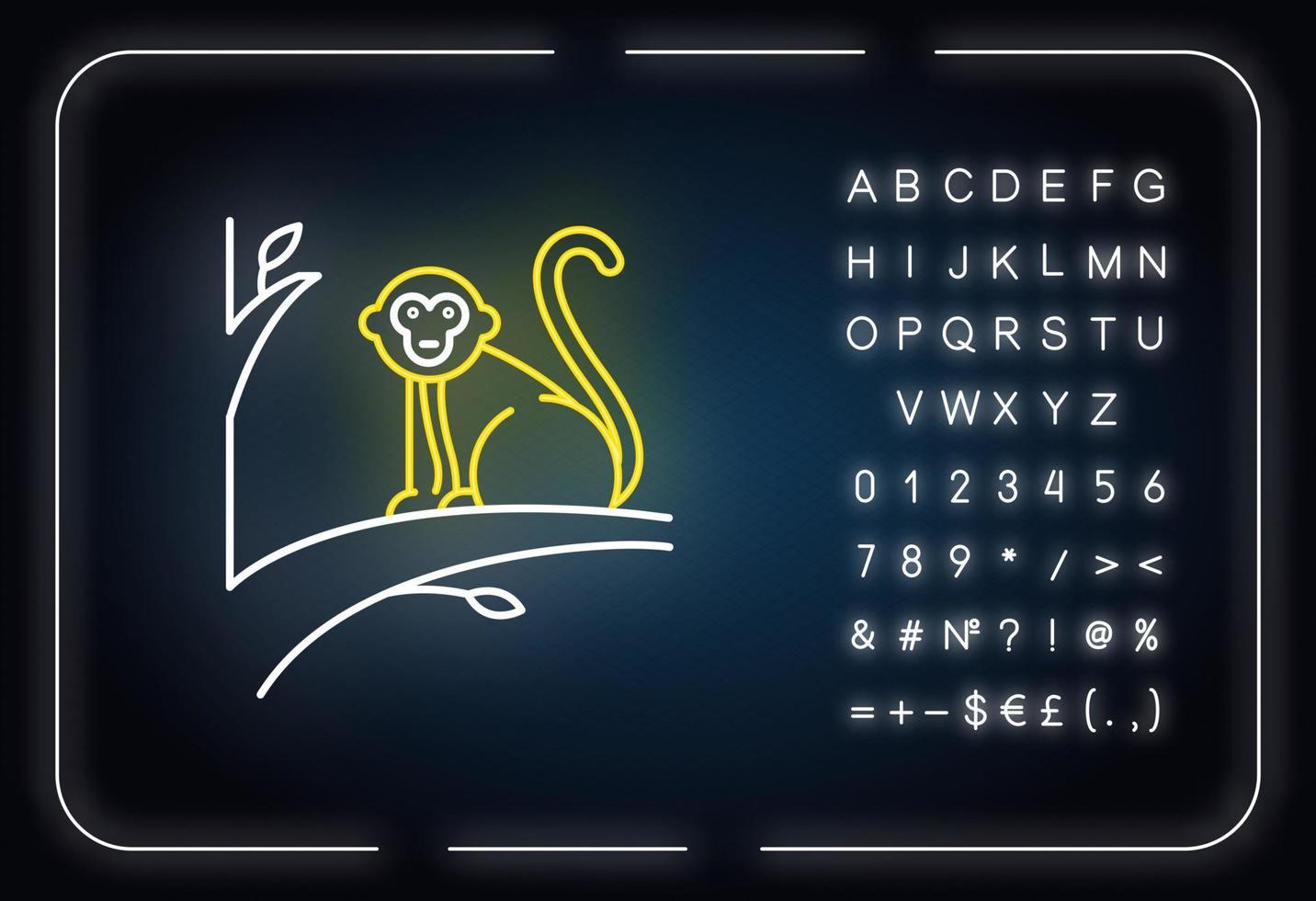 Monkey on tree neon light icon vector