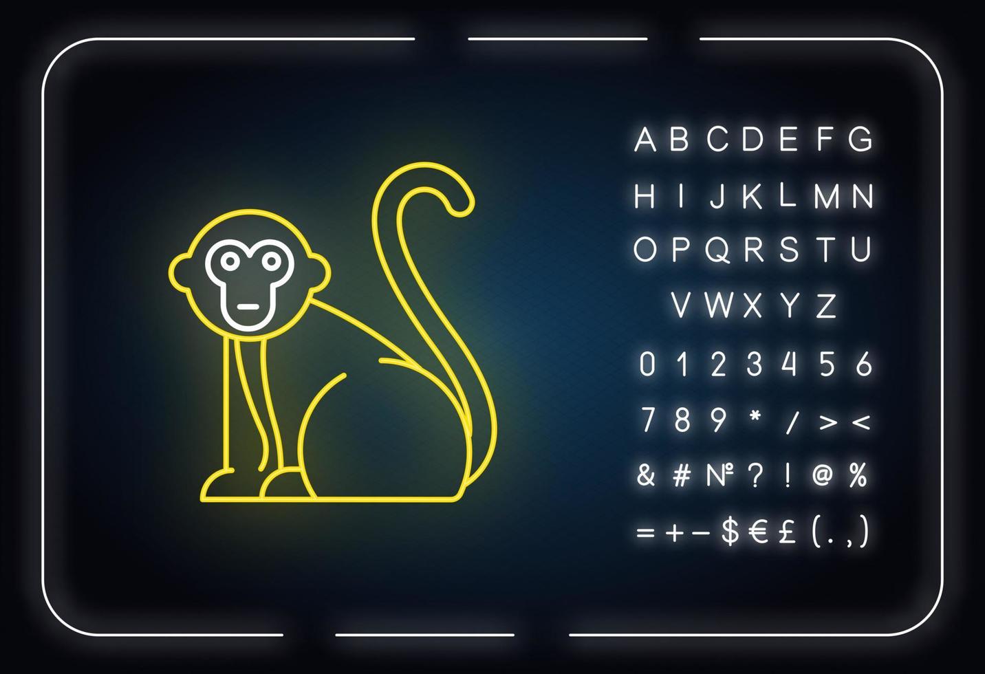 Monkey neon light icon vector