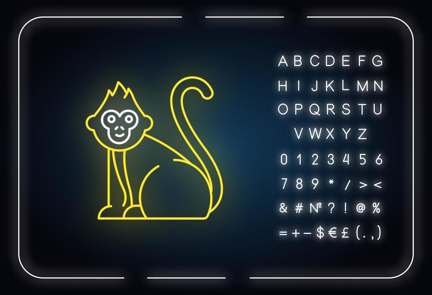 Baby monkey neon light icon vector