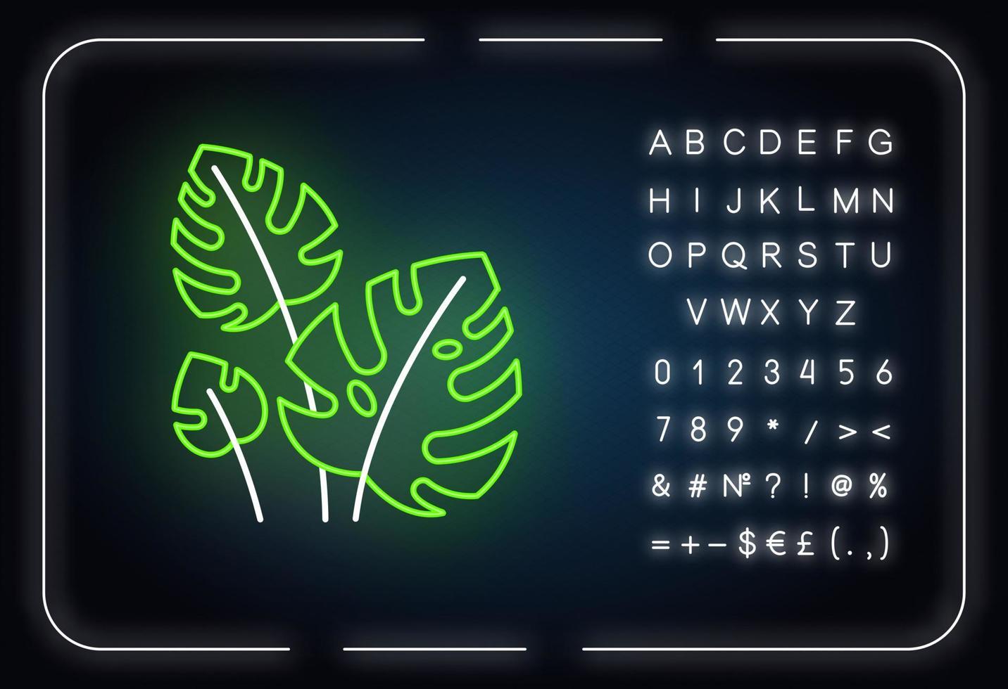 Monstera leaves neon light icon vector