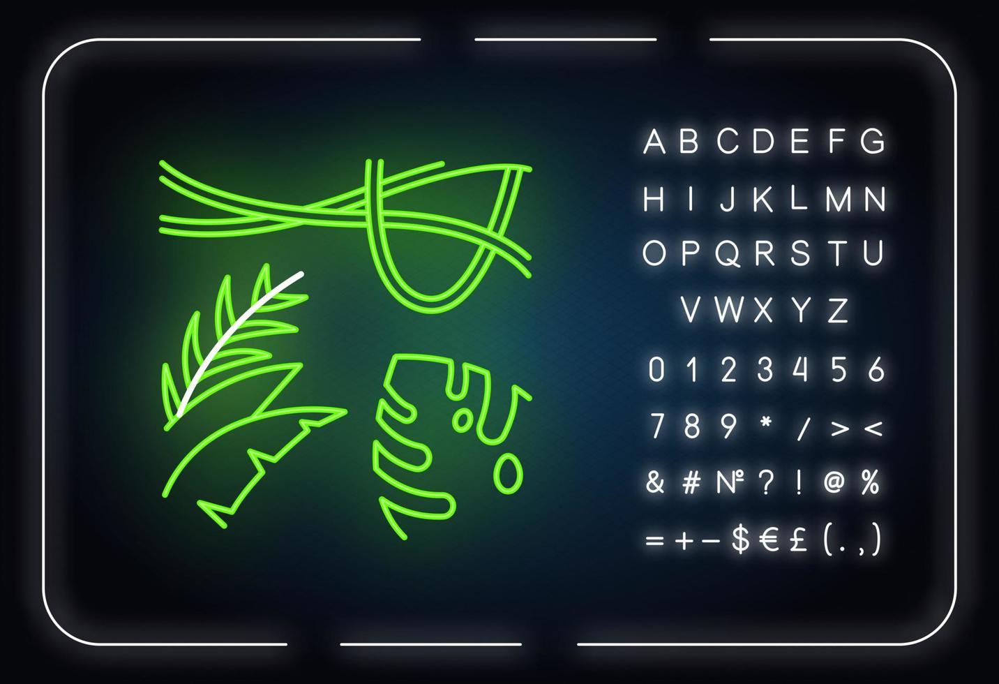 Rainforest plants neon light icon vector