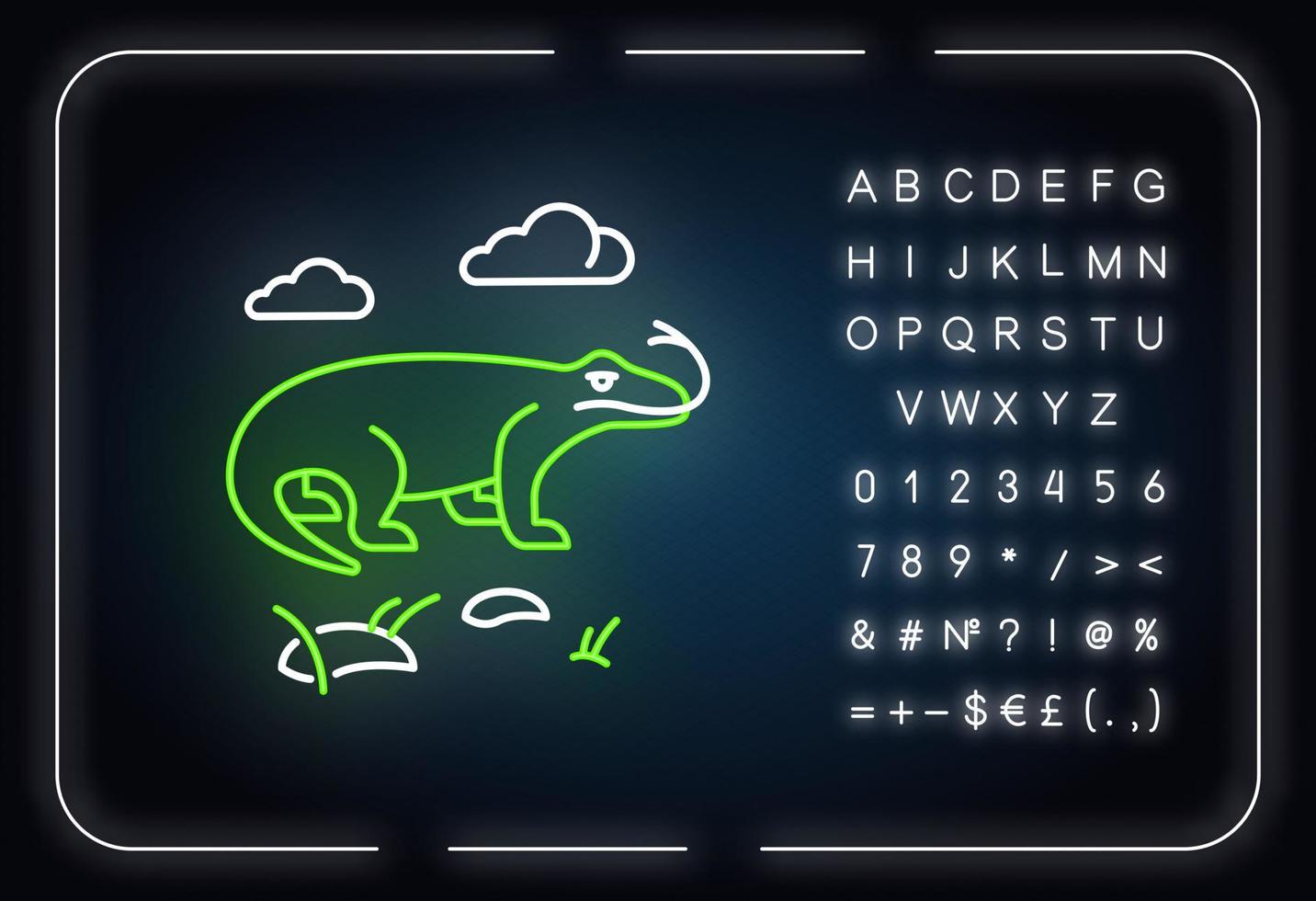 Komodo dragon neon light icon vector