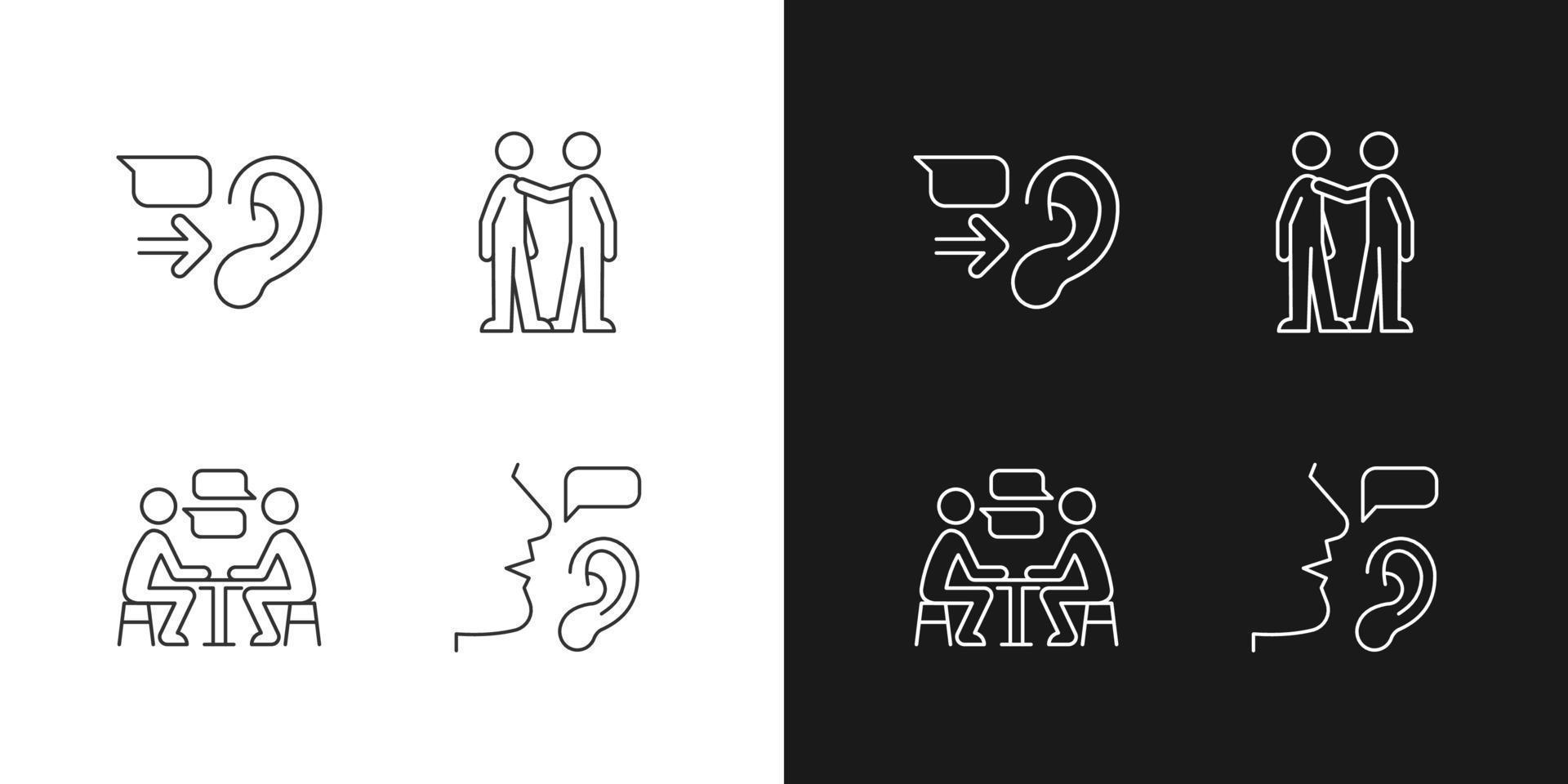 Verbal and nonverbal communication linear icons set for dark and light mode vector