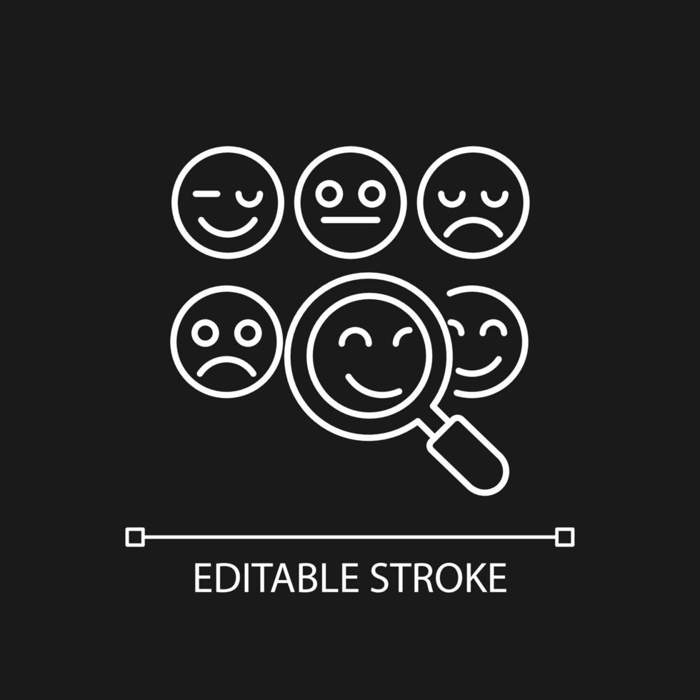 Reading emotions white linear icon for dark theme vector
