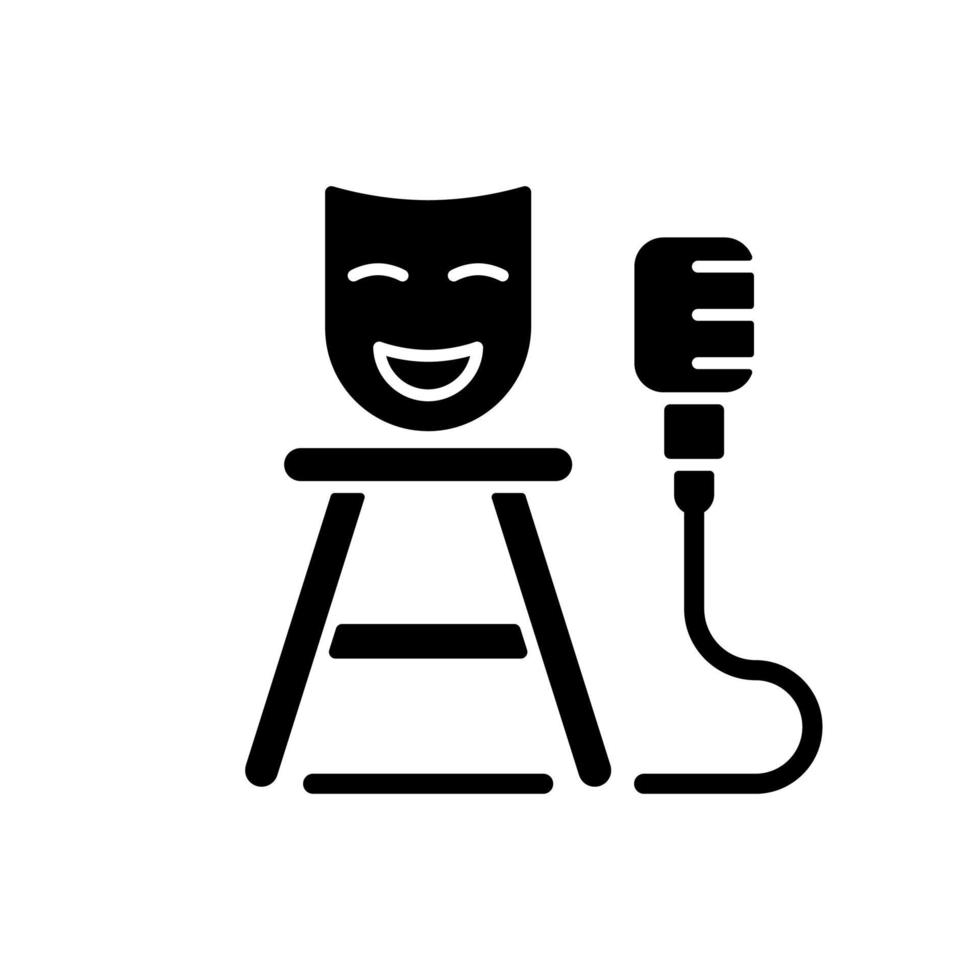 Stand up show black glyph icon vector