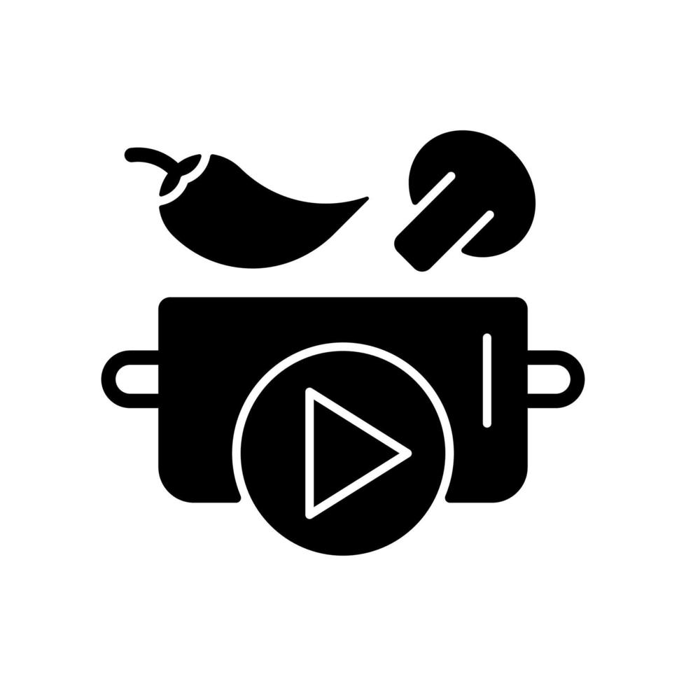 espectáculo de cocina icono de glifo negro vector