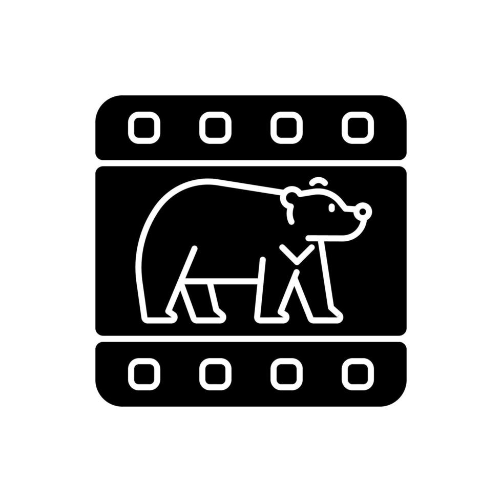 Wildlife documentary black glyph icon vector