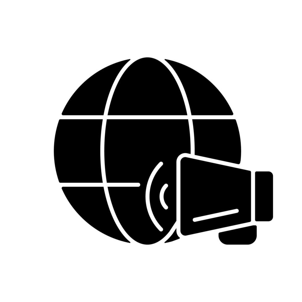 World news black glyph icon vector