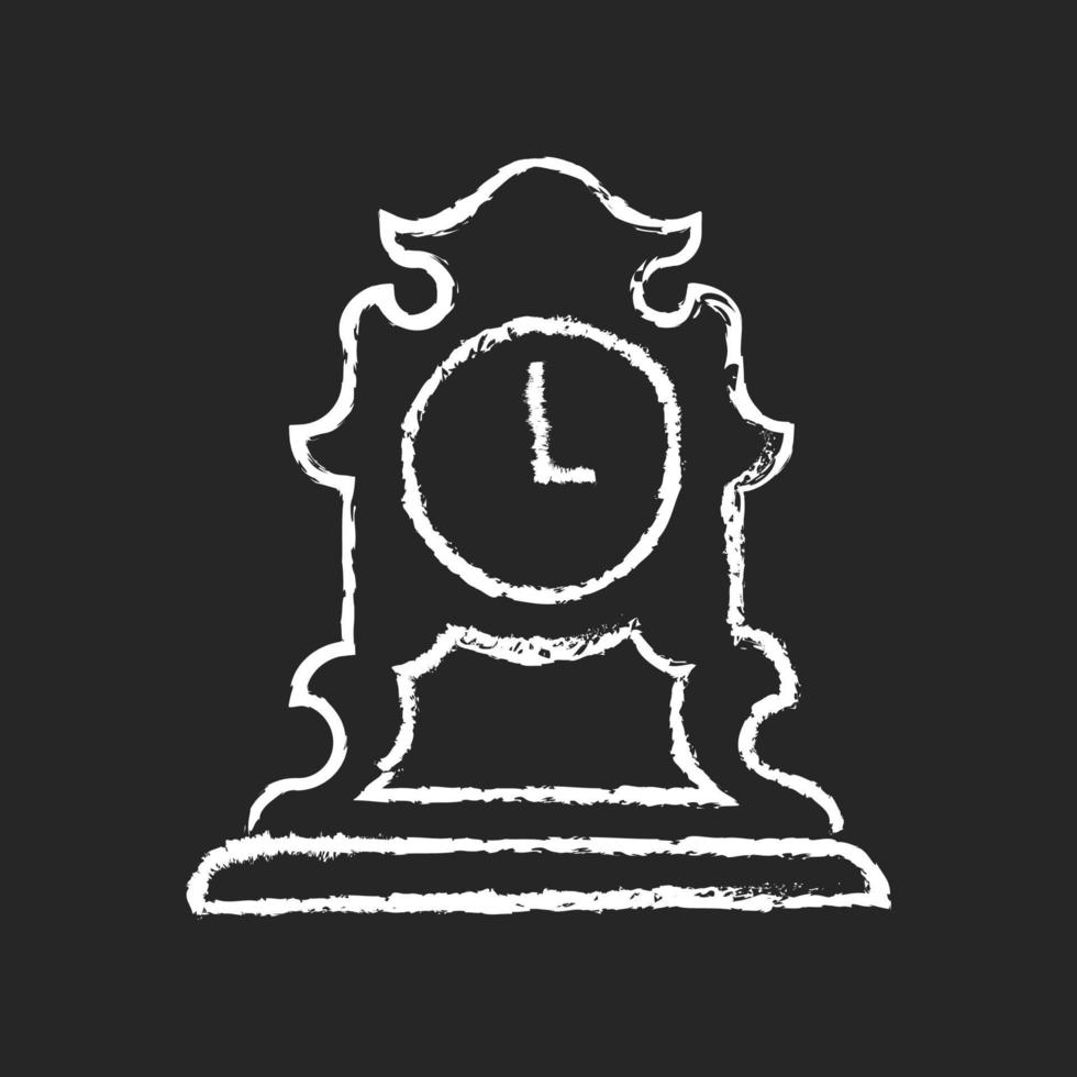 Vintage tabletop clock chalk white icon on dark background vector