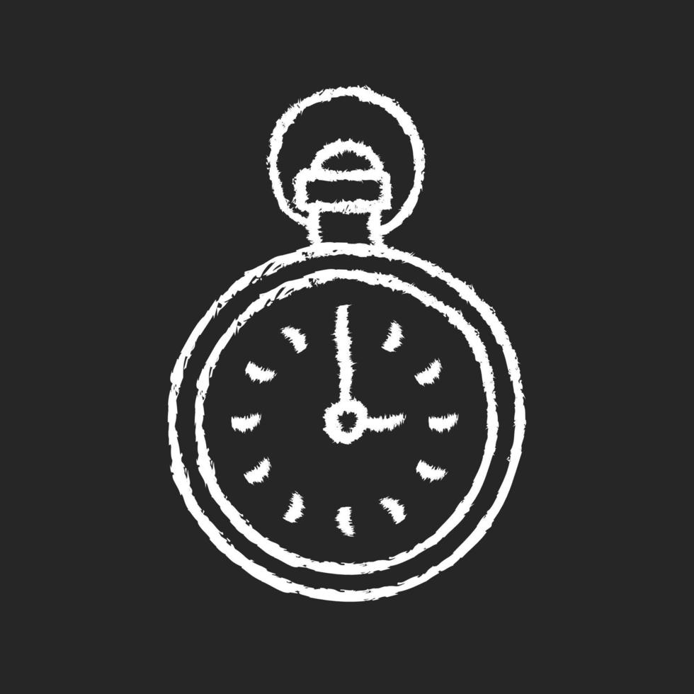 Reloj de bolsillo antiguo icono de tiza blanca sobre fondo oscuro vector